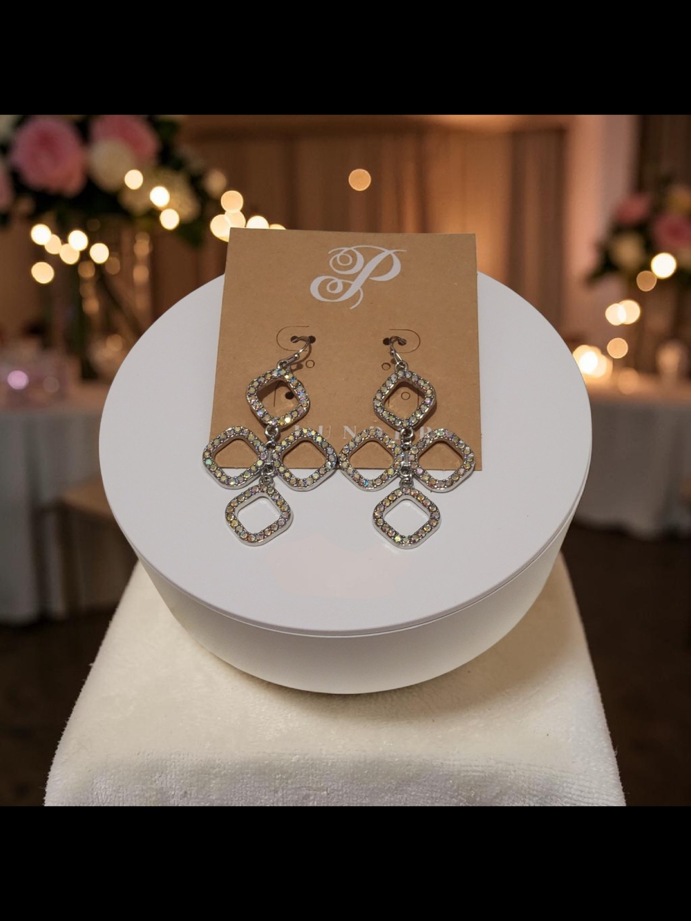 Plunder Silver Crystal Geometric Dangle Earrings